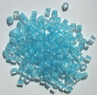 10 grams of 4x4mm Colorlined Opaque Ice Blue Miyuki Cubes